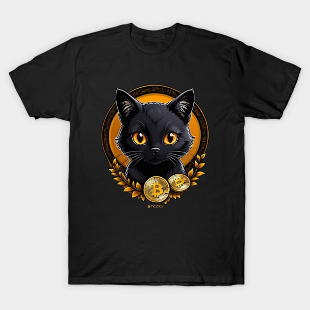 Bitcoin black cat T-Shirt by SpaceCats